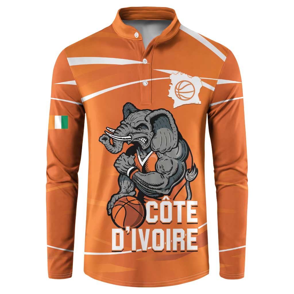 Ivory Coast Basketball Custom Button Sweatshirt Allez Les Elephants - Wonder Print Shop