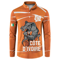 Ivory Coast Basketball Custom Button Sweatshirt Allez Les Elephants - Wonder Print Shop