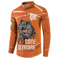 Ivory Coast Basketball Custom Button Sweatshirt Allez Les Elephants - Wonder Print Shop