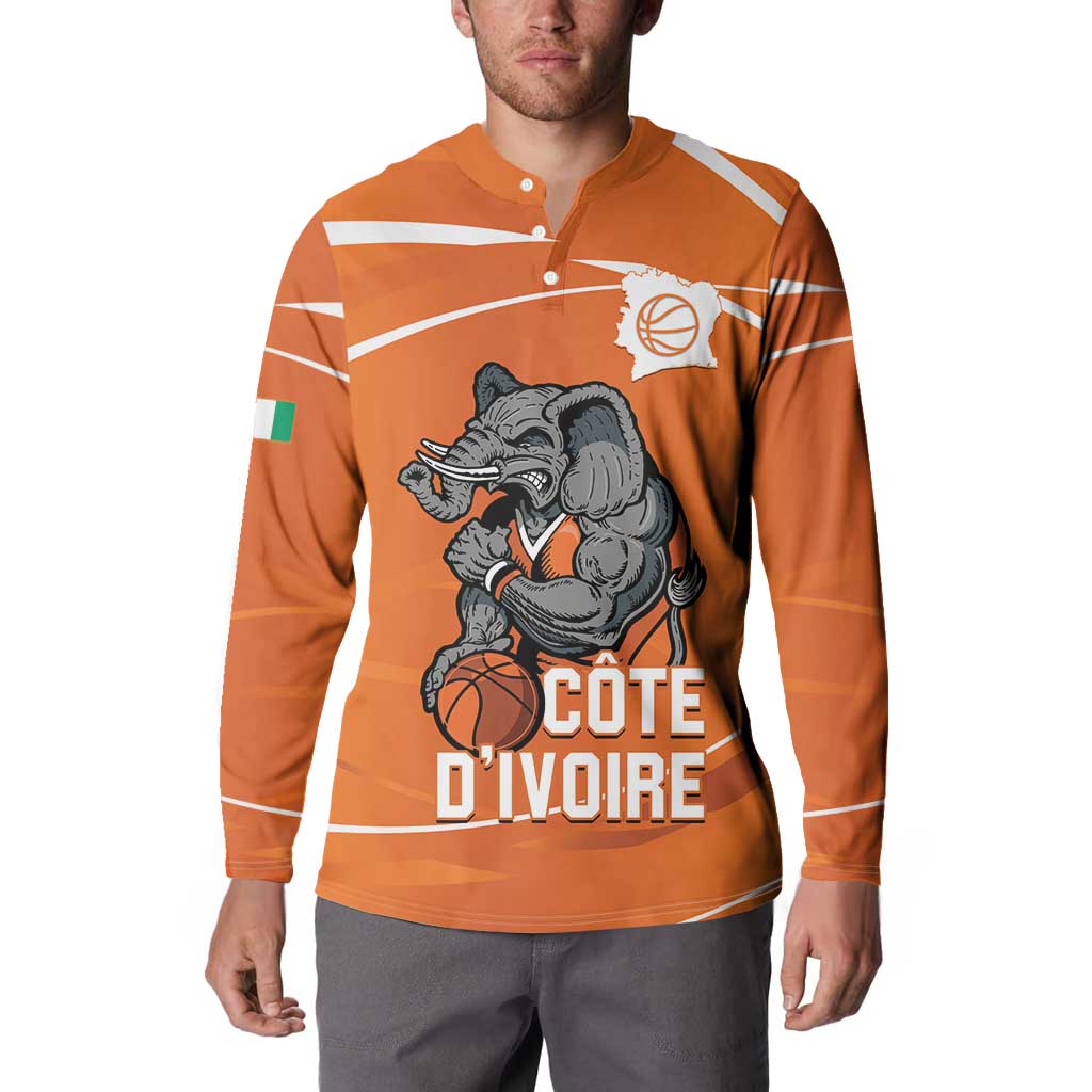 Ivory Coast Basketball Custom Button Sweatshirt Allez Les Elephants - Wonder Print Shop