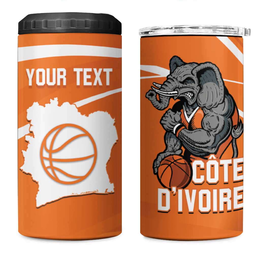 Ivory Coast Basketball Custom 4 in 1 Can Cooler Tumbler Allez Les Elephants - Wonder Print Shop