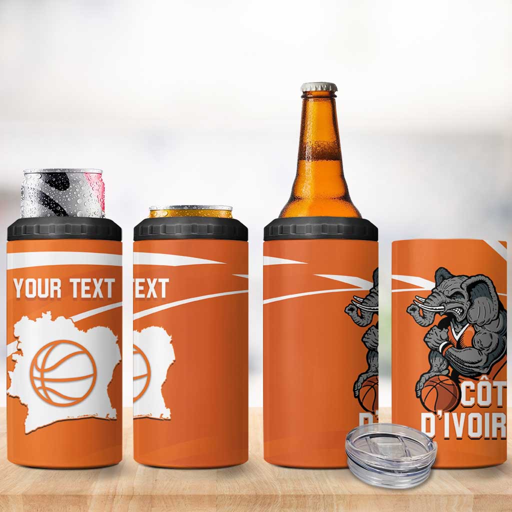 Ivory Coast Basketball Custom 4 in 1 Can Cooler Tumbler Allez Les Elephants - Wonder Print Shop