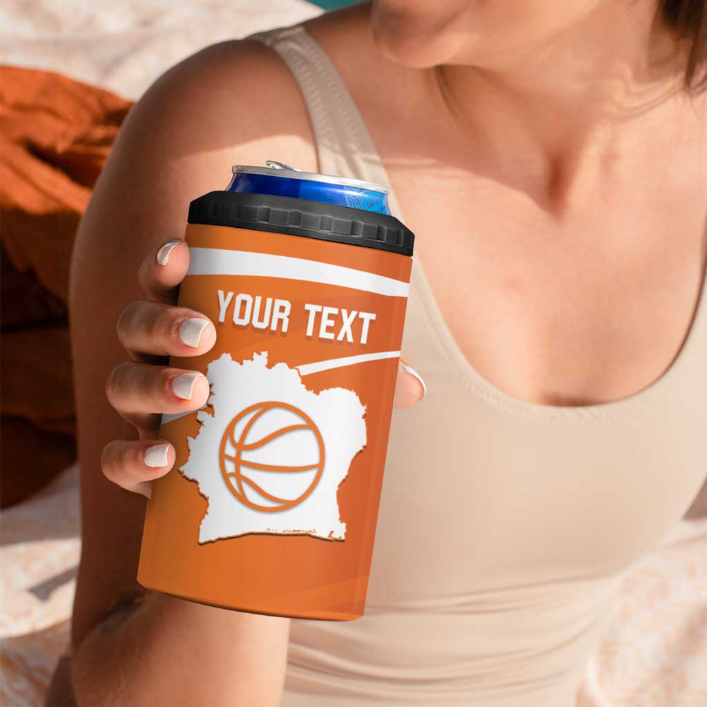 Ivory Coast Basketball Custom 4 in 1 Can Cooler Tumbler Allez Les Elephants - Wonder Print Shop