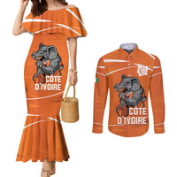 Ivory Coast Basketball Custom Couples Matching Mermaid Dress and Long Sleeve Button Shirt Allez Les Elephants - Wonder Print Shop