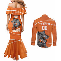 Ivory Coast Basketball Custom Couples Matching Mermaid Dress and Long Sleeve Button Shirt Allez Les Elephants - Wonder Print Shop