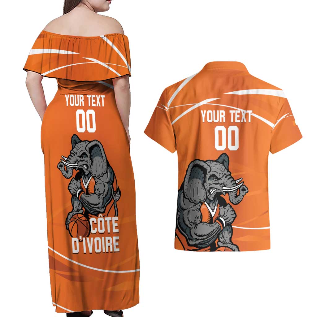 Ivory Coast Basketball Custom Couples Matching Off Shoulder Maxi Dress and Hawaiian Shirt Allez Les Elephants - Wonder Print Shop