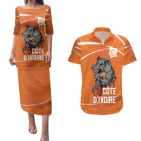 Ivory Coast Basketball Custom Couples Matching Puletasi and Hawaiian Shirt Allez Les Elephants - Wonder Print Shop