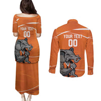 Ivory Coast Basketball Custom Couples Matching Puletasi and Long Sleeve Button Shirt Allez Les Elephants - Wonder Print Shop