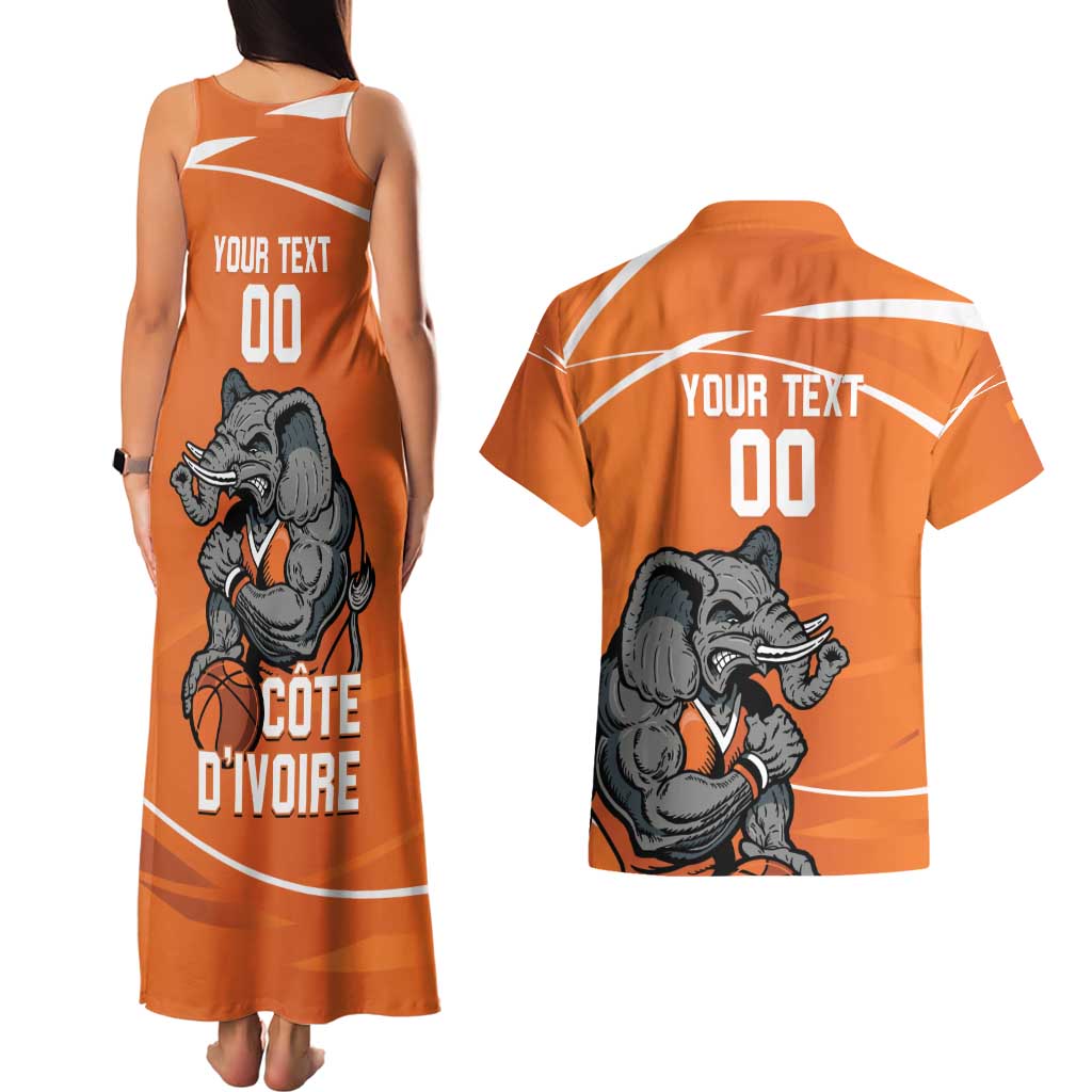Ivory Coast Basketball Custom Couples Matching Tank Maxi Dress and Hawaiian Shirt Allez Les Elephants - Wonder Print Shop