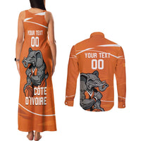 Ivory Coast Basketball Custom Couples Matching Tank Maxi Dress and Long Sleeve Button Shirt Allez Les Elephants - Wonder Print Shop
