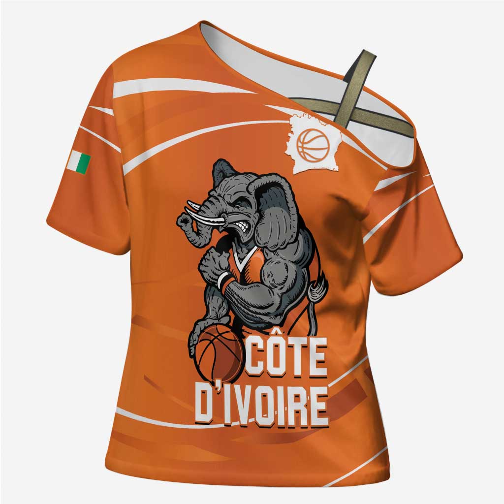 Ivory Coast Basketball Custom Cross Shoulder Shirt Allez Les Elephants - Wonder Print Shop