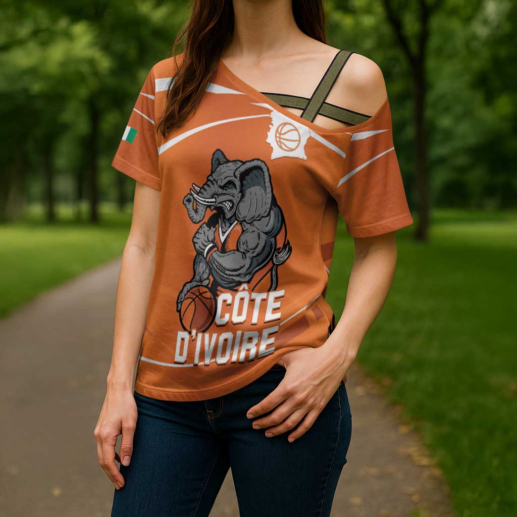 Ivory Coast Basketball Custom Cross Shoulder Shirt Allez Les Elephants - Wonder Print Shop