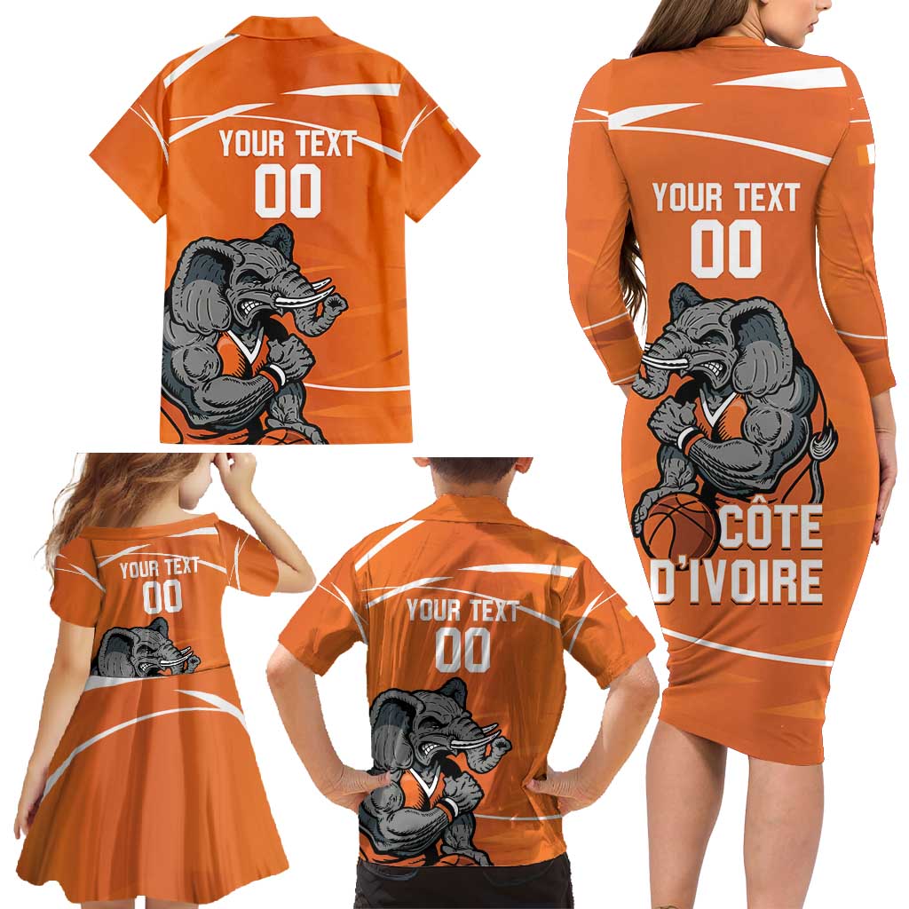Ivory Coast Basketball Custom Family Matching Long Sleeve Bodycon Dress and Hawaiian Shirt Allez Les Elephants - Wonder Print Shop