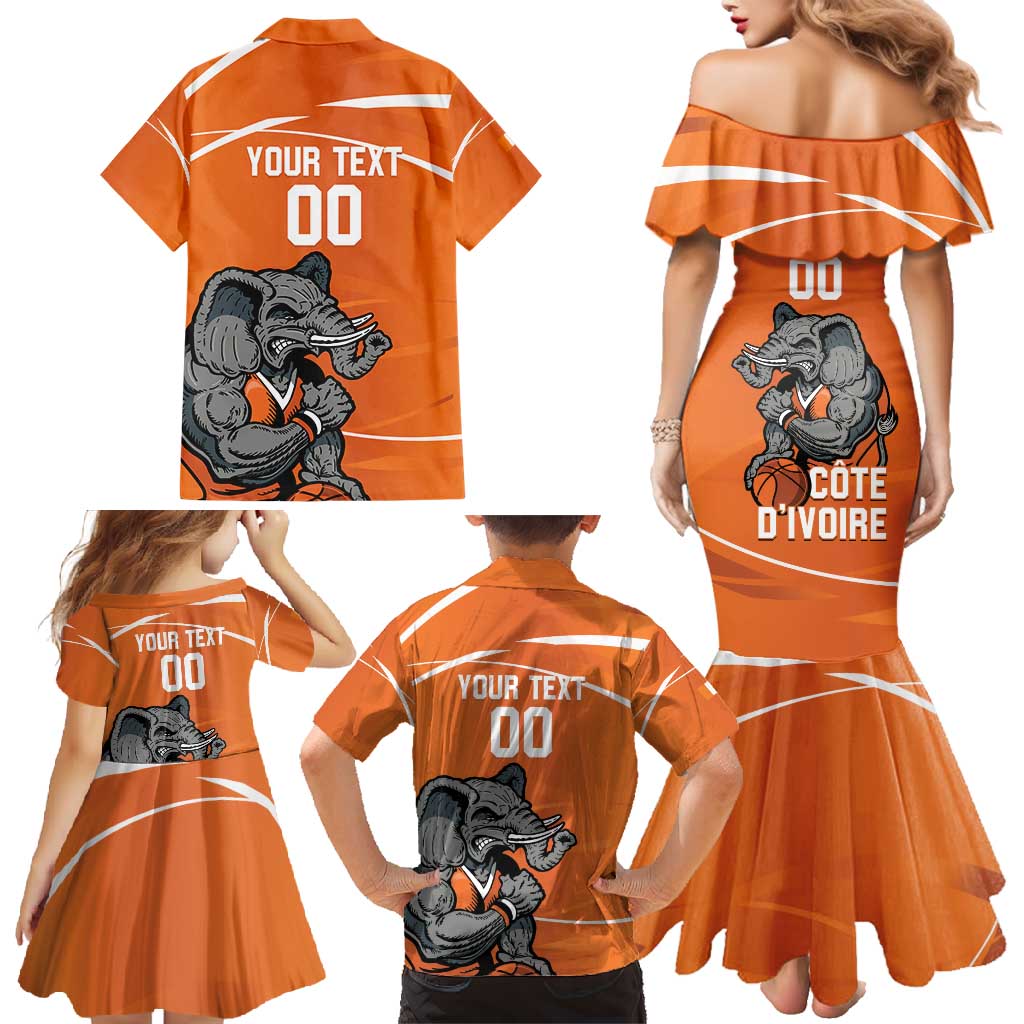 Ivory Coast Basketball Custom Family Matching Mermaid Dress and Hawaiian Shirt Allez Les Elephants - Wonder Print Shop