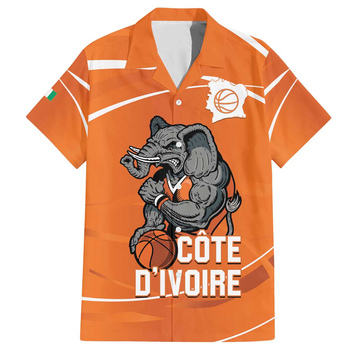 Ivory Coast Basketball Custom Family Matching Off The Shoulder Long Sleeve Dress and Hawaiian Shirt Allez Les Elephants - Wonder Print Shop