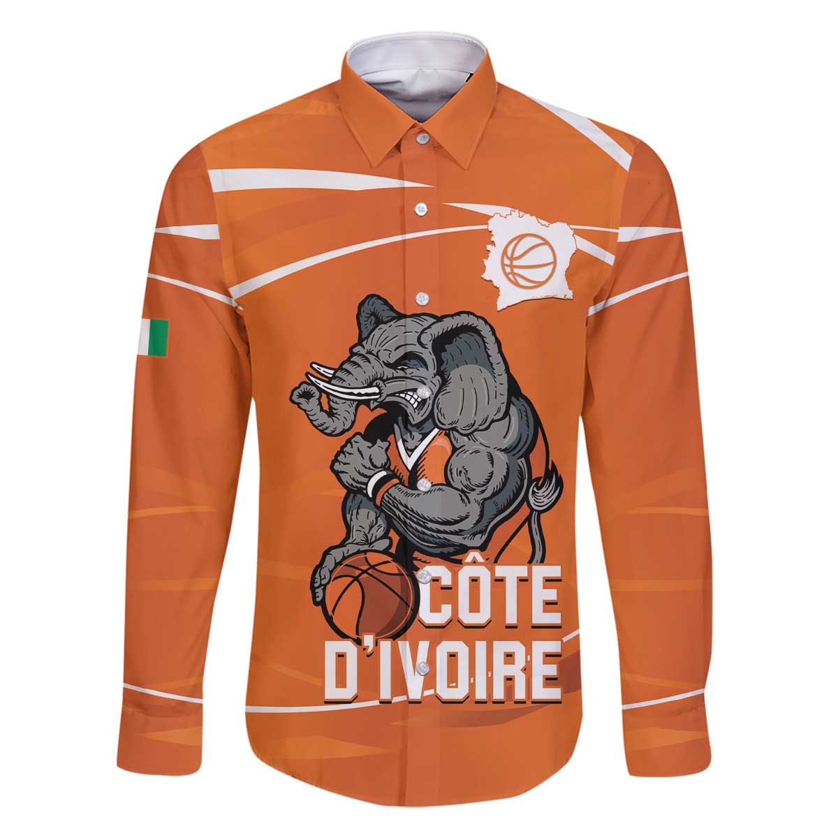 Ivory Coast Basketball Custom Family Matching Off The Shoulder Long Sleeve Dress and Hawaiian Shirt Allez Les Elephants - Wonder Print Shop