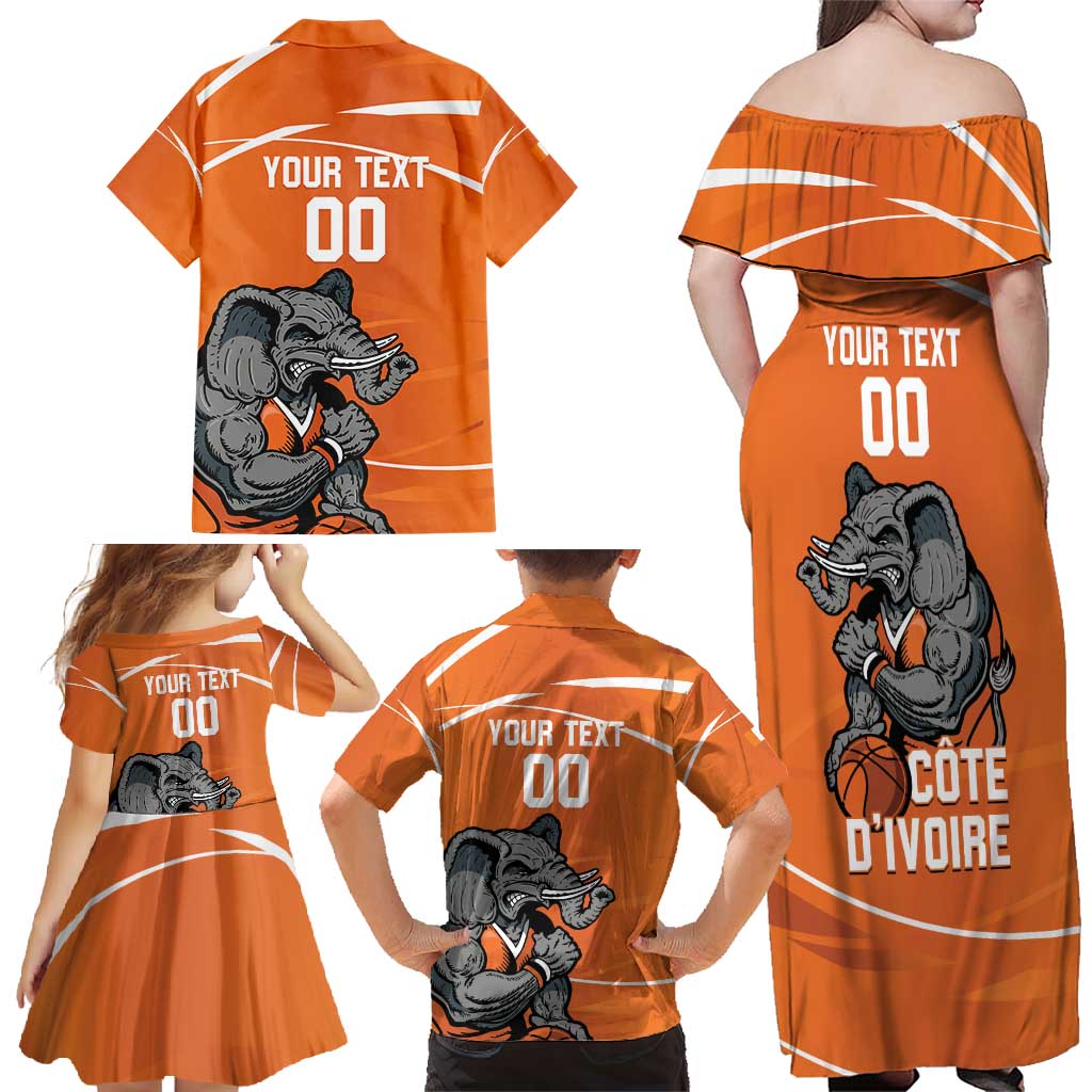 Ivory Coast Basketball Custom Family Matching Off Shoulder Maxi Dress and Hawaiian Shirt Allez Les Elephants - Wonder Print Shop