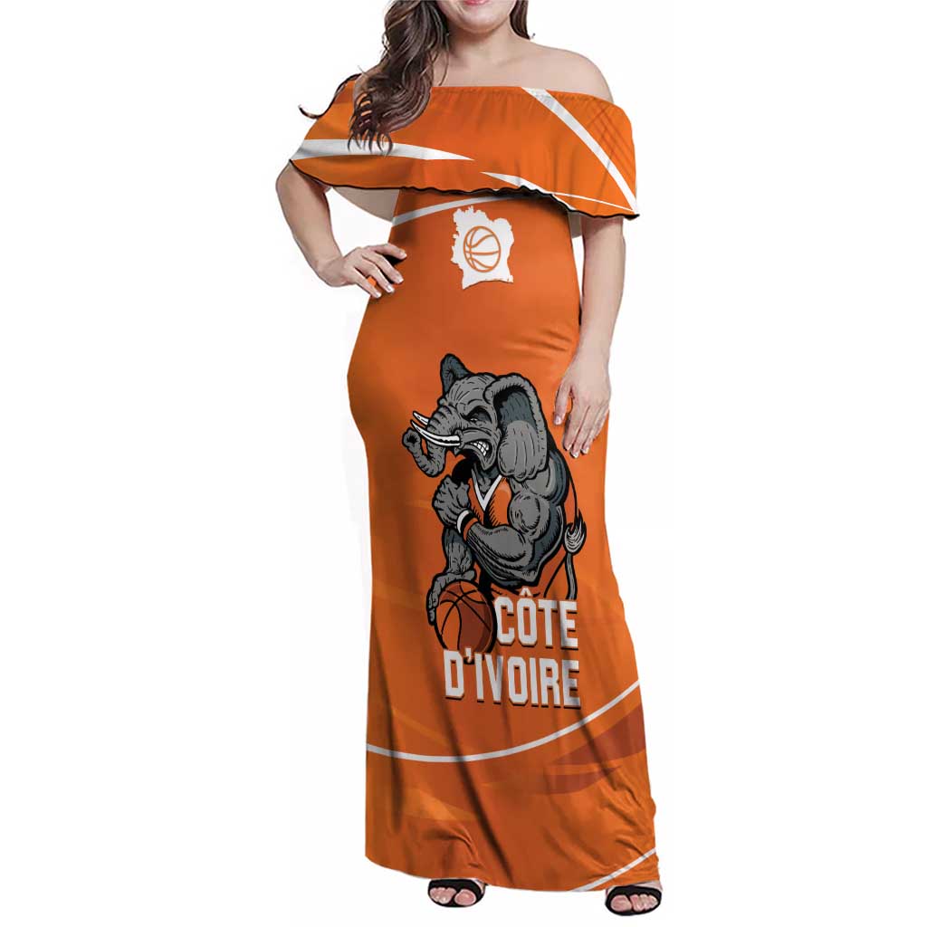 Ivory Coast Basketball Custom Family Matching Off Shoulder Maxi Dress and Hawaiian Shirt Allez Les Elephants - Wonder Print Shop