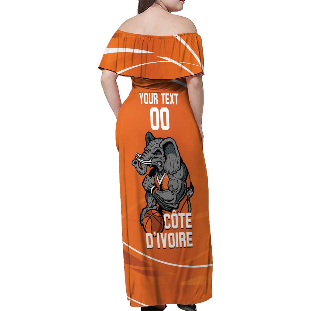 Ivory Coast Basketball Custom Family Matching Off Shoulder Maxi Dress and Hawaiian Shirt Allez Les Elephants - Wonder Print Shop