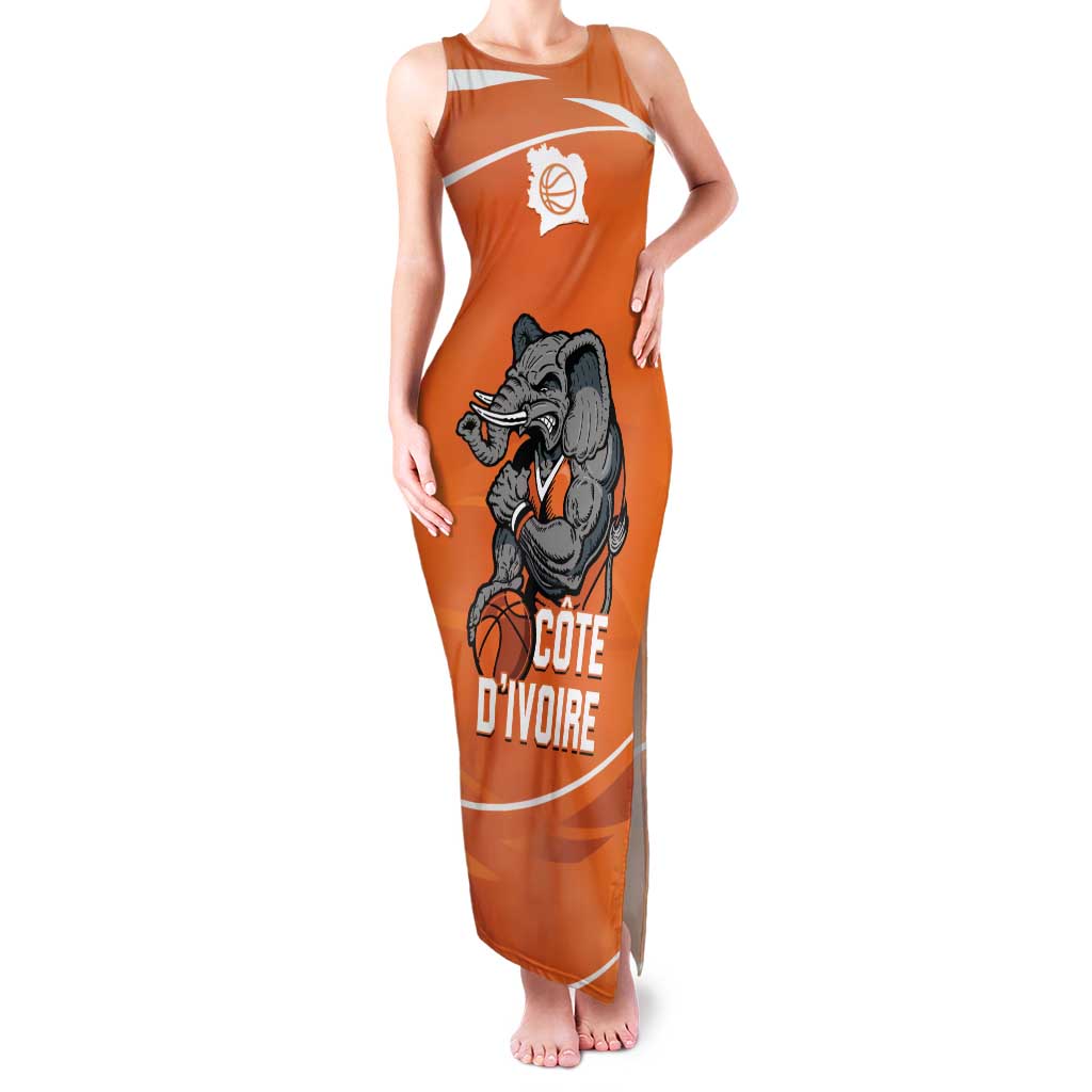 Ivory Coast Basketball Custom Family Matching Tank Maxi Dress and Hawaiian Shirt Allez Les Elephants - Wonder Print Shop