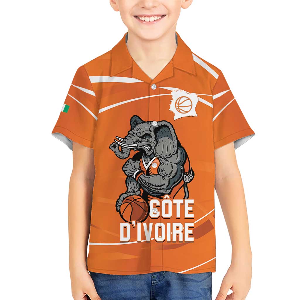 Ivory Coast Basketball Custom Kid Hawaiian Shirt Allez Les Elephants - Wonder Print Shop