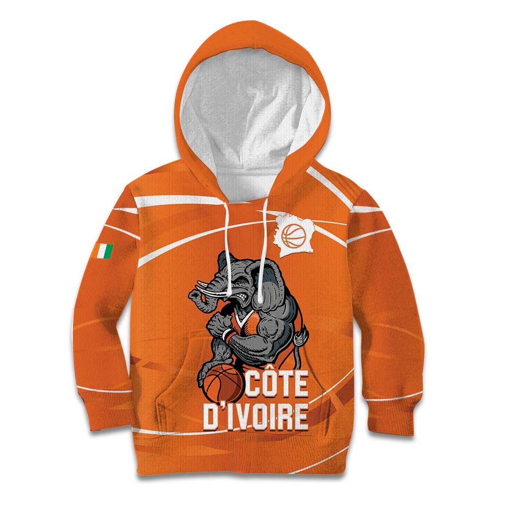 Ivory Coast Basketball Custom Kid Hoodie Allez Les Elephants - Wonder Print Shop