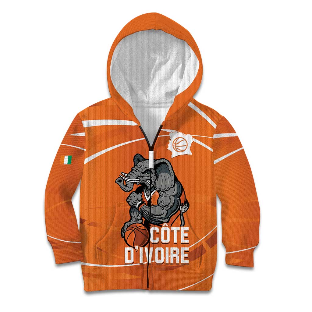 Ivory Coast Basketball Custom Kid Hoodie Allez Les Elephants - Wonder Print Shop