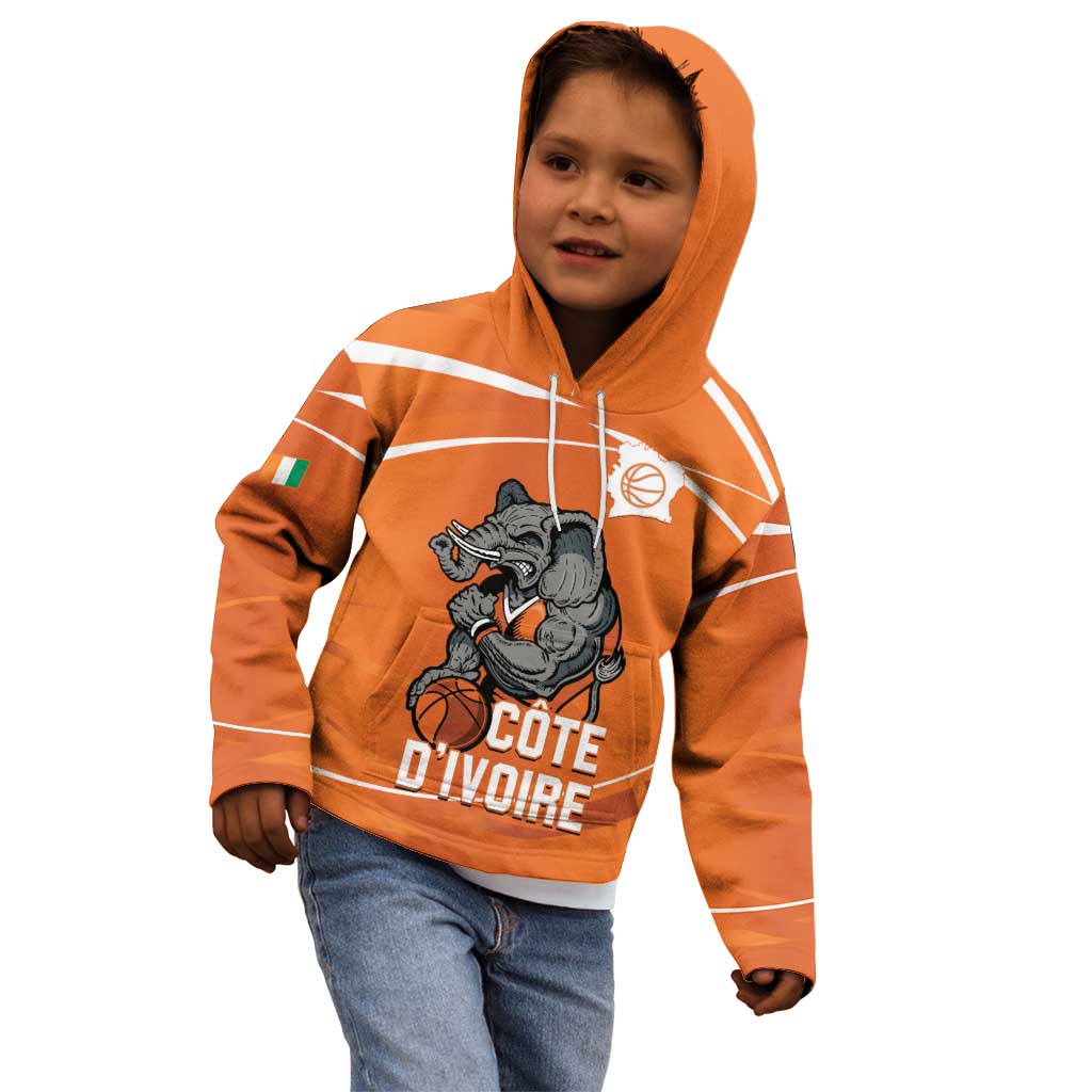 Ivory Coast Basketball Custom Kid Hoodie Allez Les Elephants - Wonder Print Shop