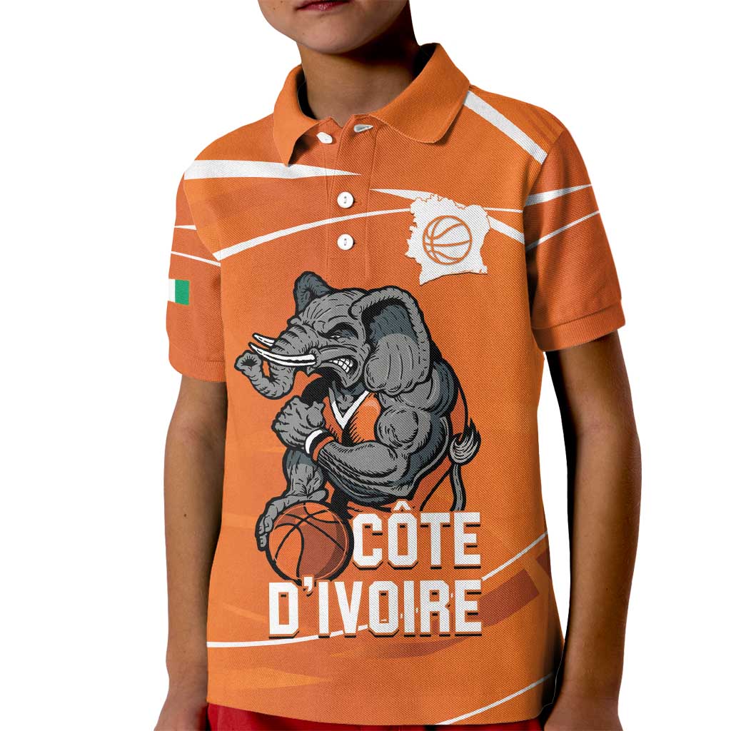 Ivory Coast Basketball Custom Kid Polo Shirt Allez Les Elephants - Wonder Print Shop