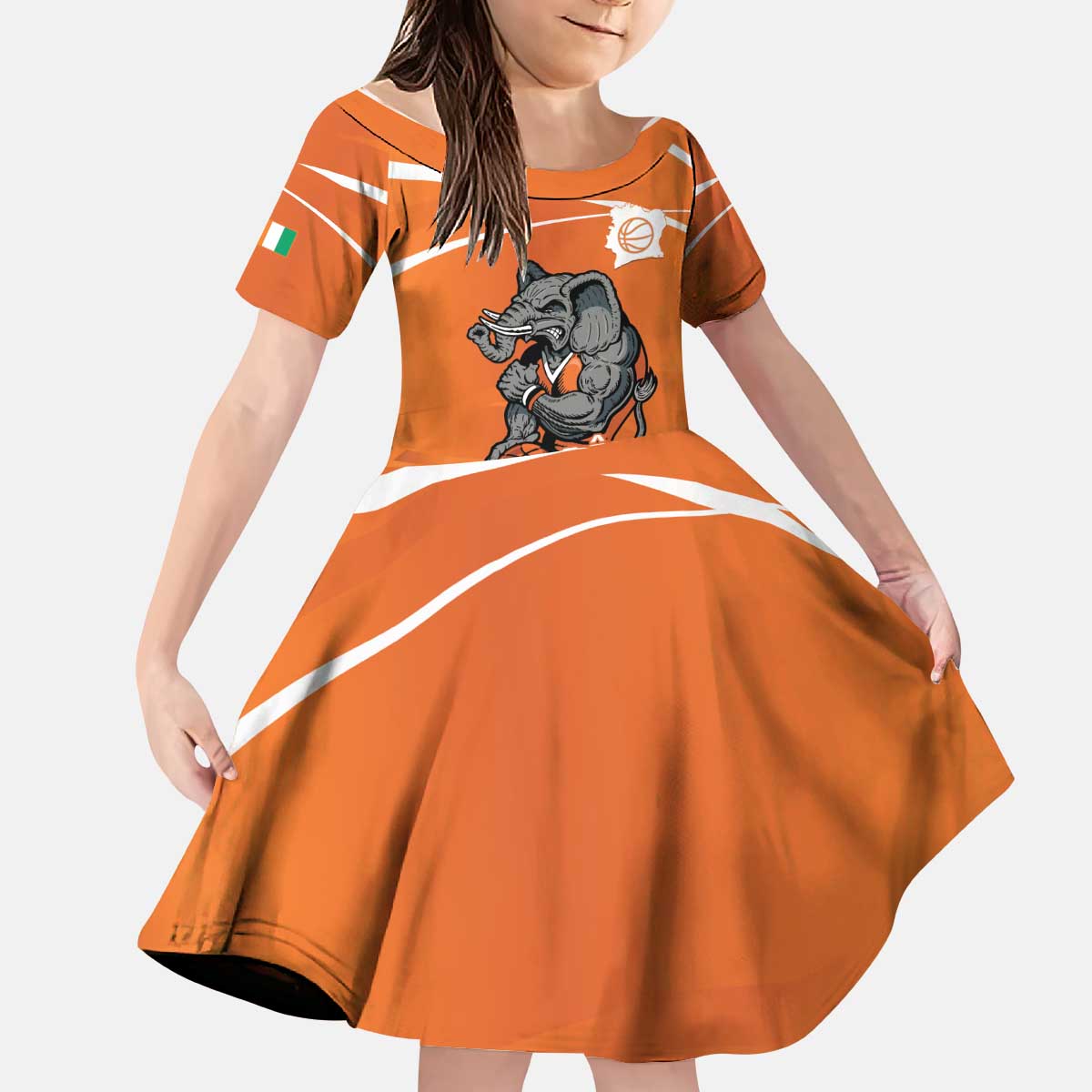 Ivory Coast Basketball Custom Kid Short Sleeve Dress Allez Les Elephants - Wonder Print Shop