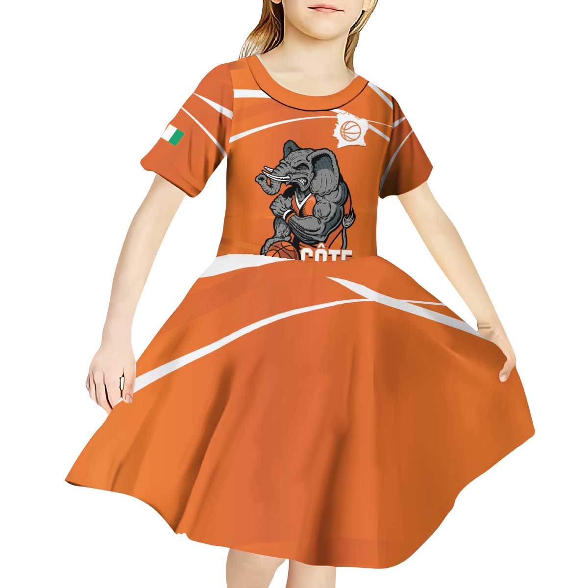Ivory Coast Basketball Custom Kid Short Sleeve Dress Allez Les Elephants - Wonder Print Shop