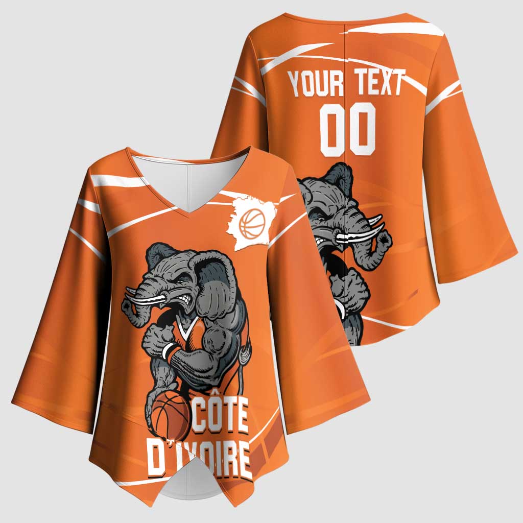 Ivory Coast Basketball Custom Kimono Sleeve Blouse Allez Les Elephants - Wonder Print Shop