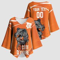 Ivory Coast Basketball Custom Kimono Sleeve Blouse Allez Les Elephants - Wonder Print Shop