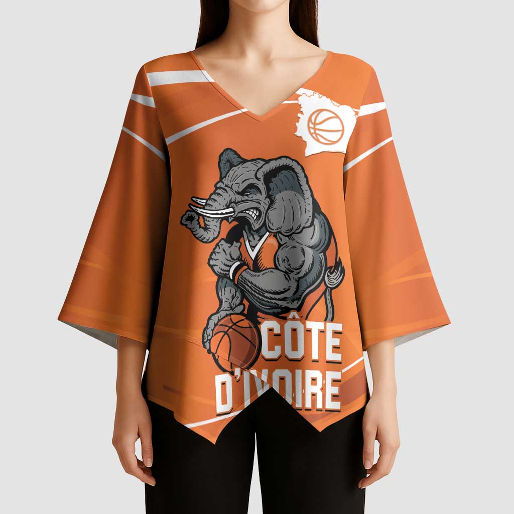 Ivory Coast Basketball Custom Kimono Sleeve Blouse Allez Les Elephants - Wonder Print Shop