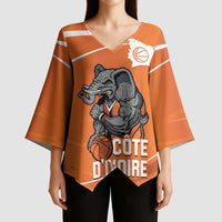 Ivory Coast Basketball Custom Kimono Sleeve Blouse Allez Les Elephants - Wonder Print Shop