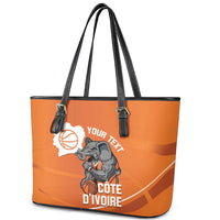 Ivory Coast Basketball Custom Leather Tote Bag Allez Les Elephants - Wonder Print Shop