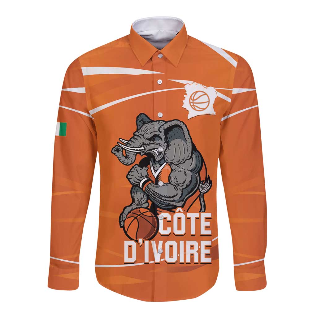 Ivory Coast Basketball Custom Long Sleeve Button Shirt Allez Les Elephants - Wonder Print Shop