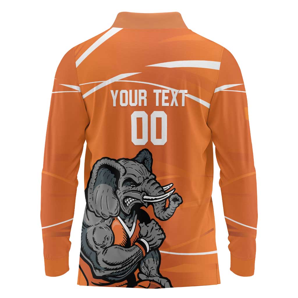 Ivory Coast Basketball Custom Long Sleeve Polo Shirt Allez Les Elephants - Wonder Print Shop