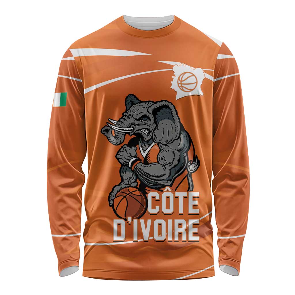 Ivory Coast Basketball Custom Long Sleeve Shirt Allez Les Elephants - Wonder Print Shop