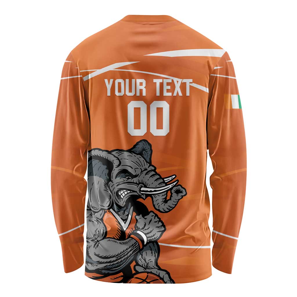 Ivory Coast Basketball Custom Long Sleeve Shirt Allez Les Elephants - Wonder Print Shop