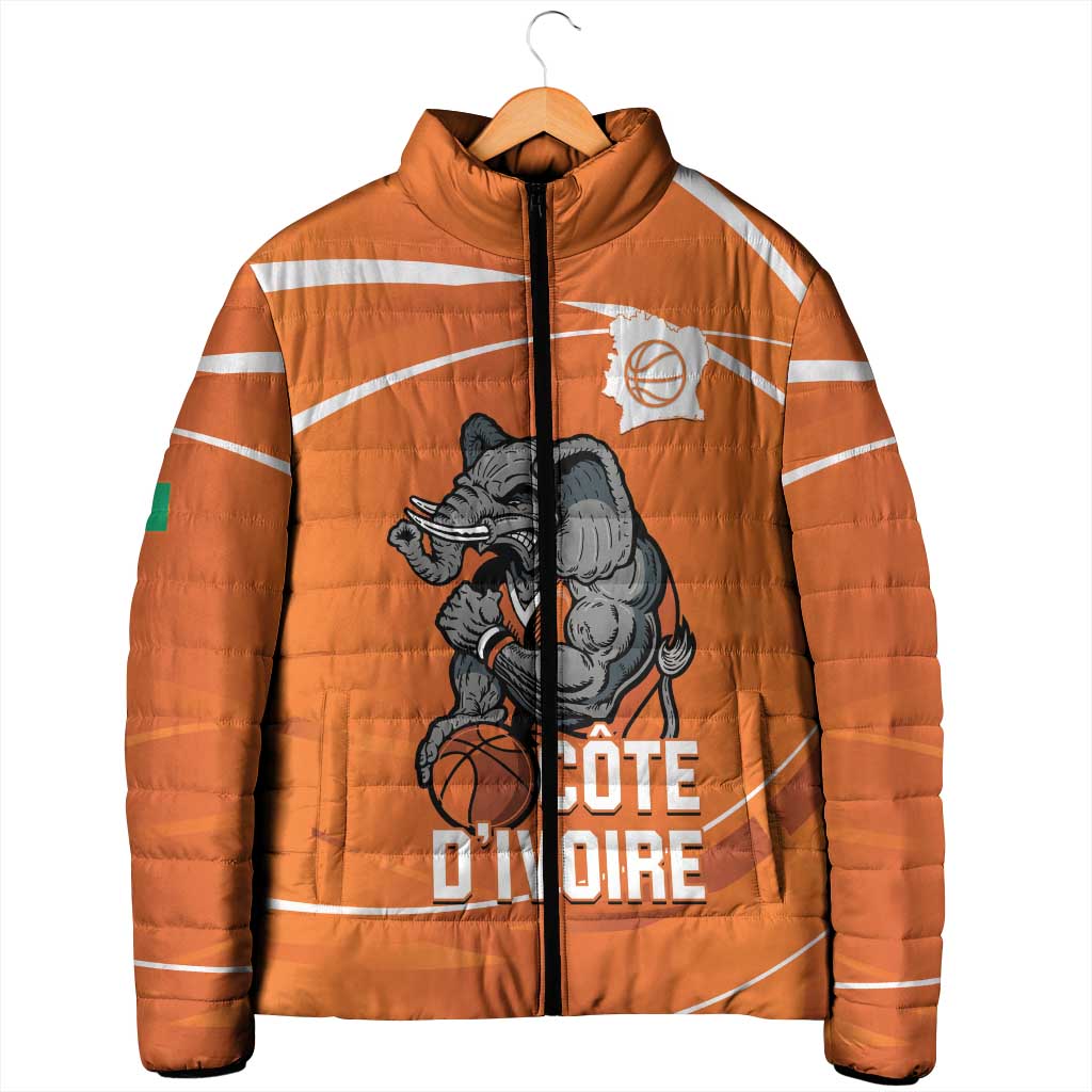 Ivory Coast Basketball Custom Padded Jacket Allez Les Elephants - Wonder Print Shop