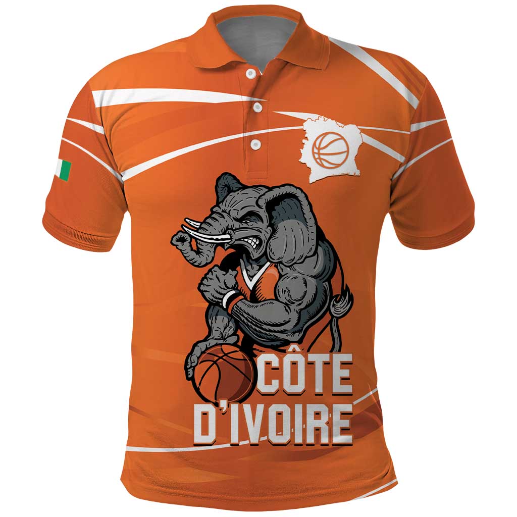 Ivory Coast Basketball Custom Polo Shirt Allez Les Elephants - Wonder Print Shop
