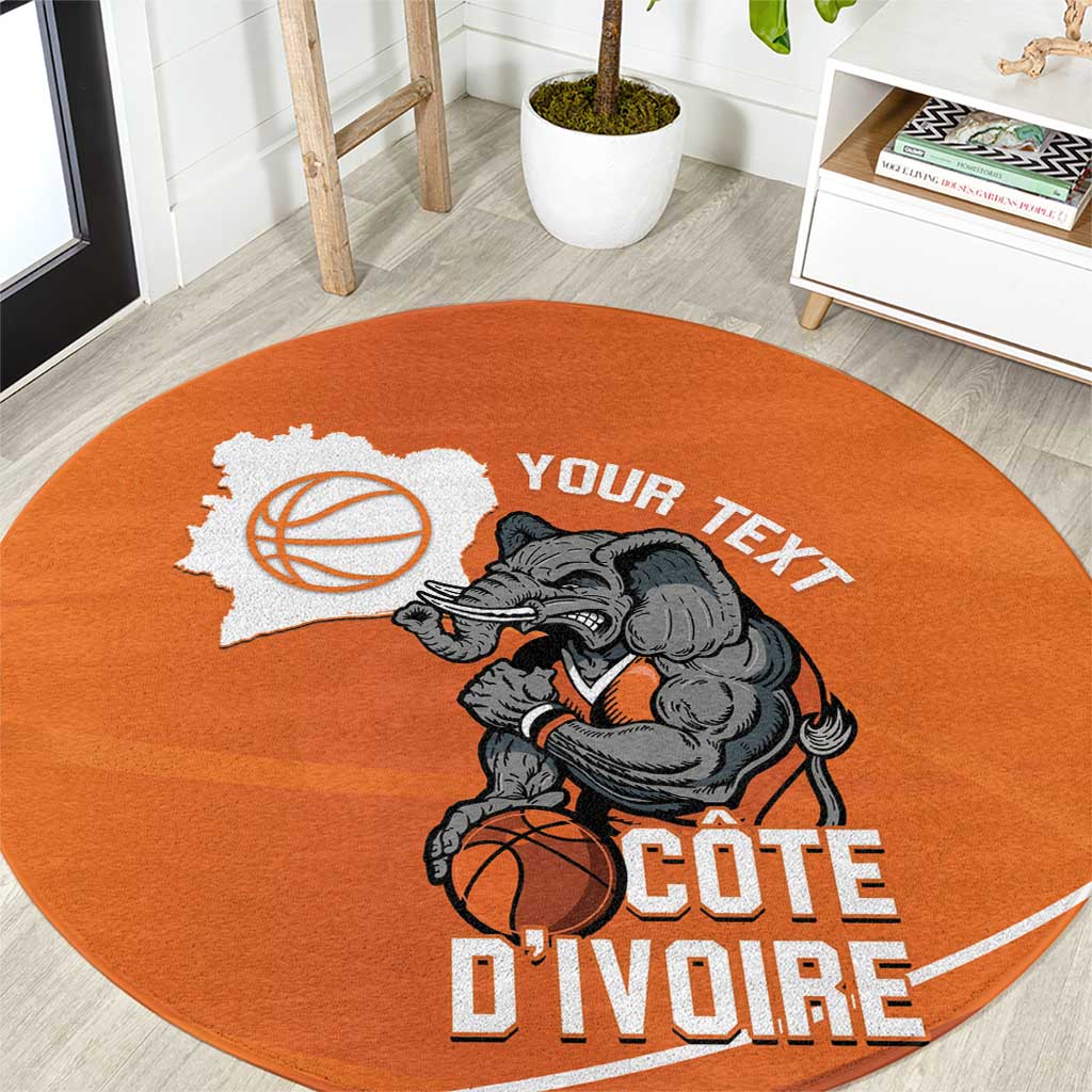 Ivory Coast Basketball Custom Round Carpet Allez Les Elephants - Wonder Print Shop