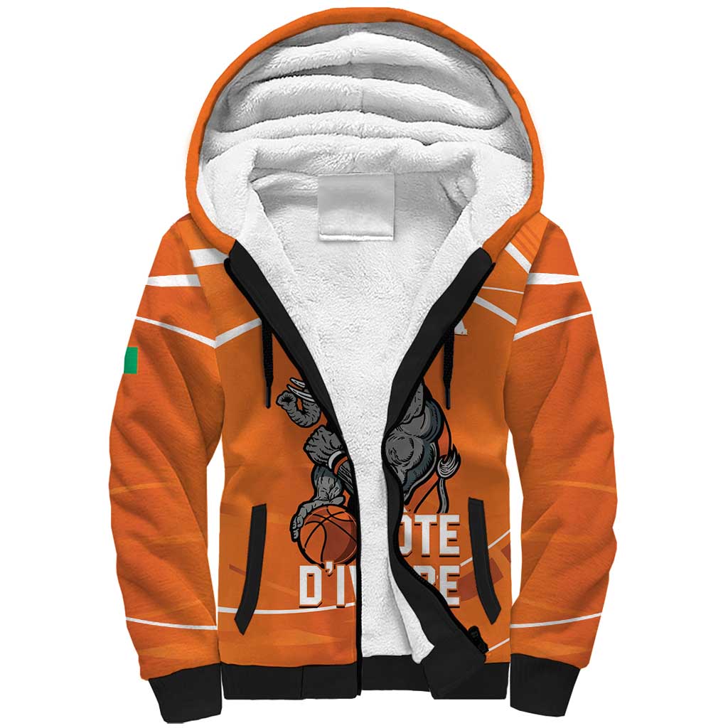Ivory Coast Basketball Custom Sherpa Hoodie Allez Les Elephants - Wonder Print Shop