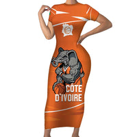 Ivory Coast Basketball Custom Short Sleeve Bodycon Dress Allez Les Elephants - Wonder Print Shop