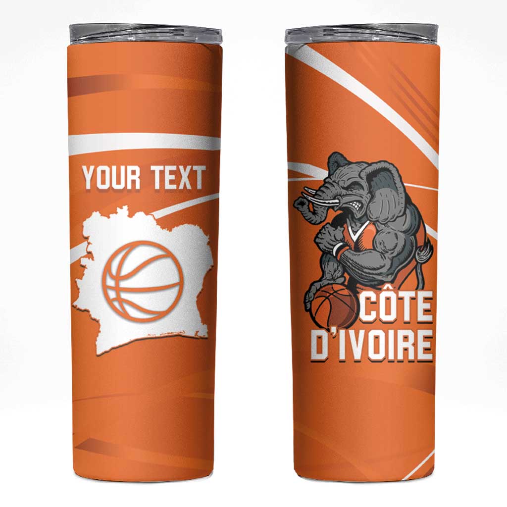 Ivory Coast Basketball Custom Skinny Tumbler Allez Les Elephants - Wonder Print Shop