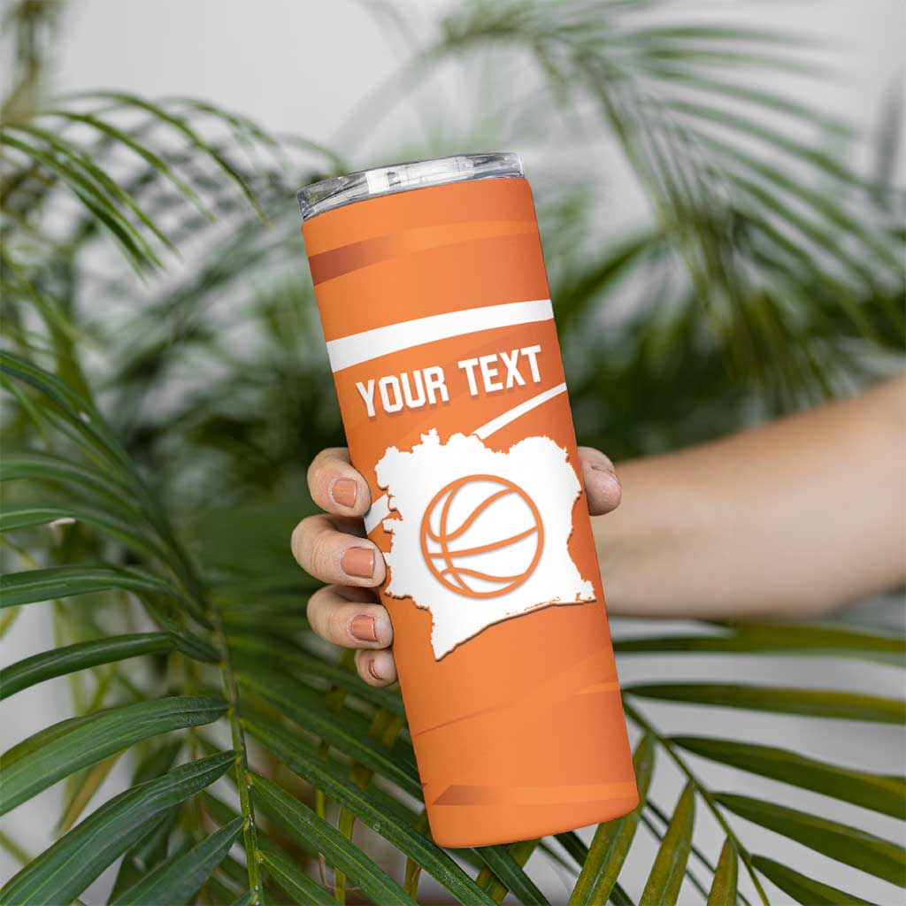 Ivory Coast Basketball Custom Skinny Tumbler Allez Les Elephants - Wonder Print Shop