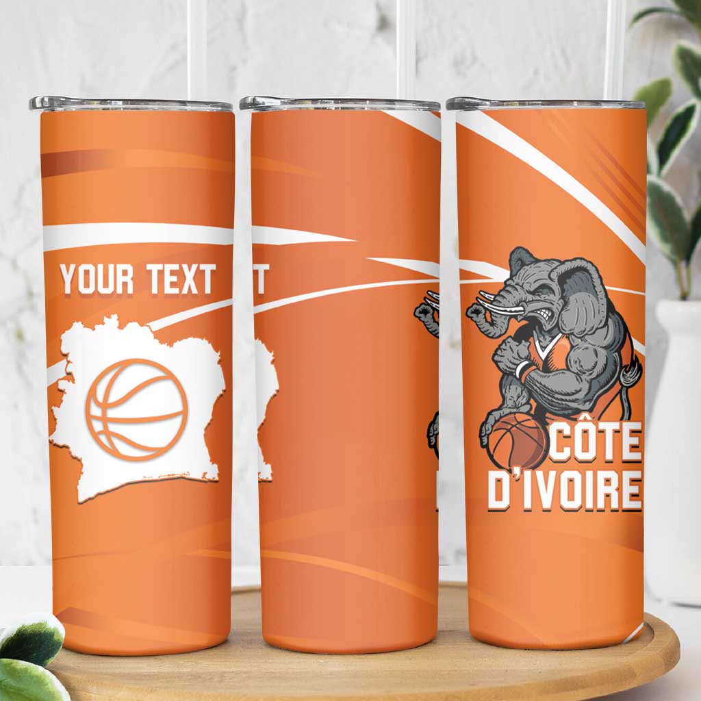 Ivory Coast Basketball Custom Skinny Tumbler Allez Les Elephants - Wonder Print Shop