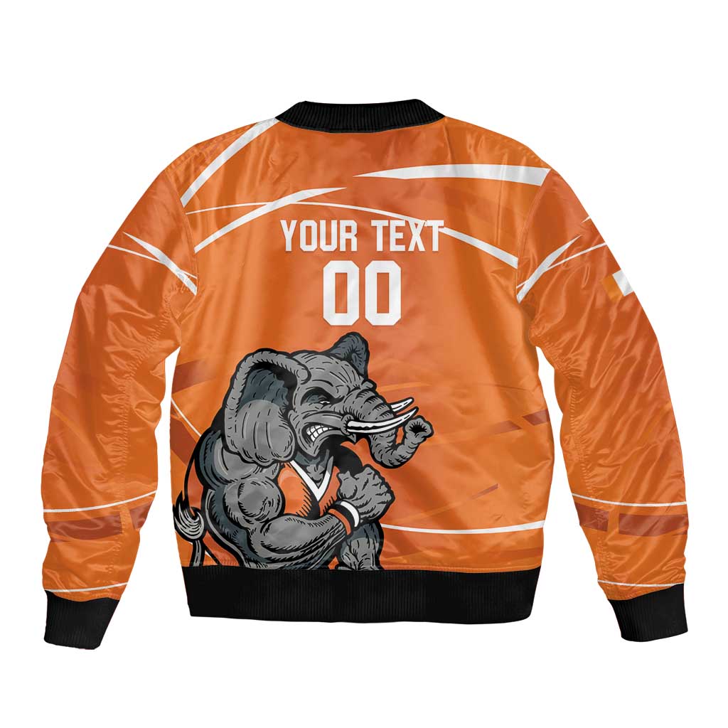 Ivory Coast Basketball Custom Sleeve Zip Bomber Jacket Allez Les Elephants - Wonder Print Shop