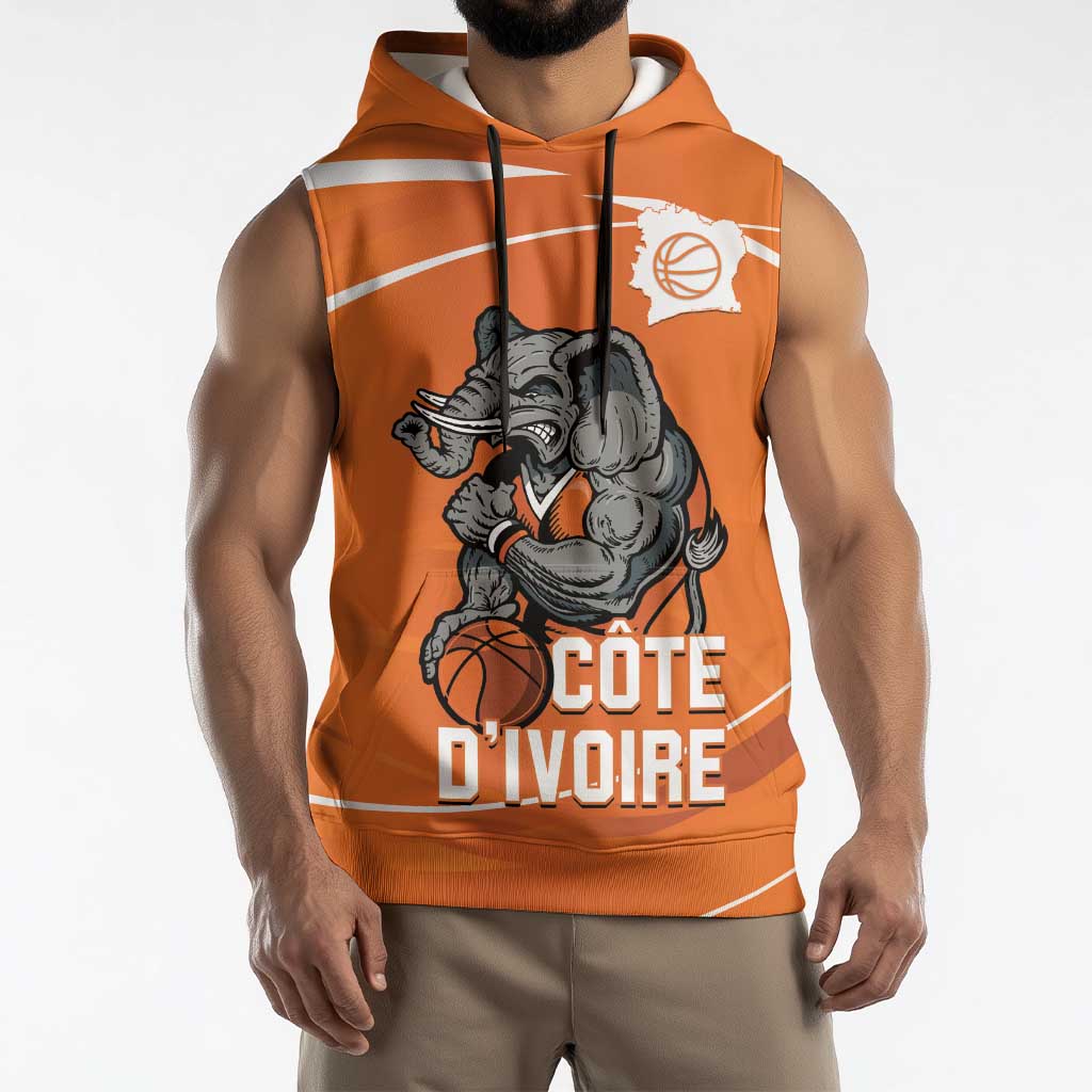 Ivory Coast Basketball Custom Sleeveless Hoodie Allez Les Elephants - Wonder Print Shop
